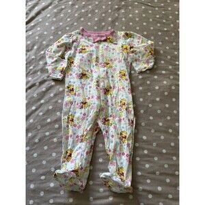 Disney 0-6 Months Feeeted Sleeper Romper Zipper Winnie The Pooh Pink Newborn